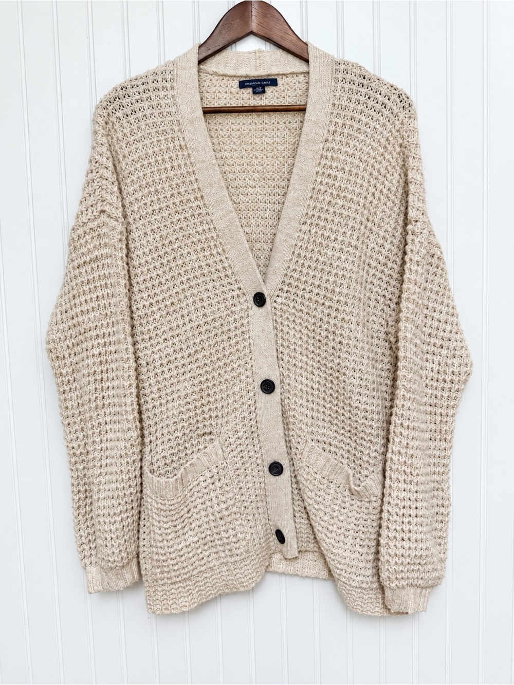American Eagle Outfitters Beige Chunky Knit Cardigan